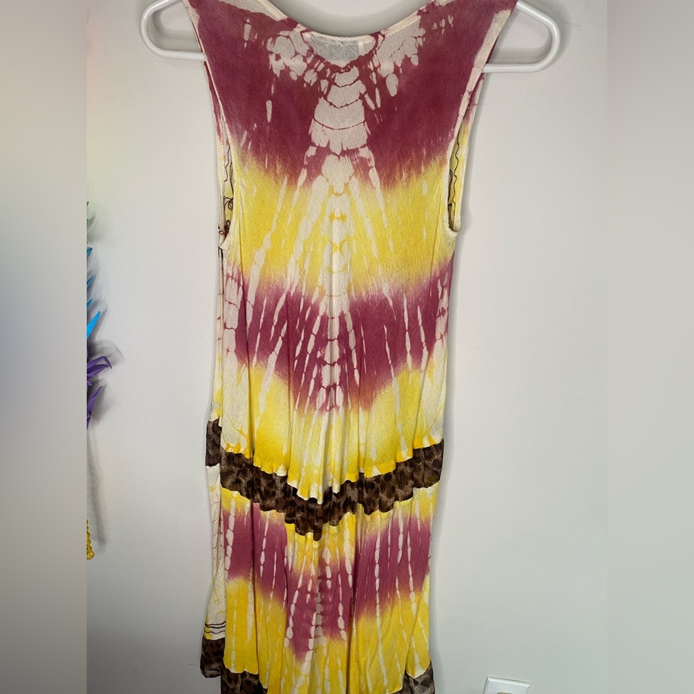 Jessica Taylor Tie-Dye Midi Dress - Red and Yellow - Picture 3 of 3